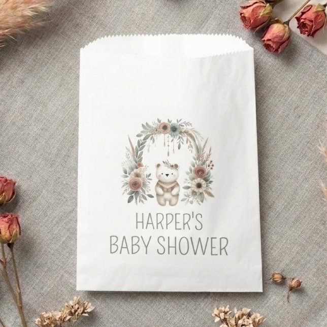 Sacolinha Chuva de Bebê Urso Aquarela Boho  (Criador carregado)