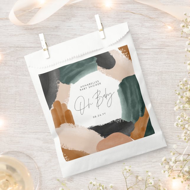 Sacolinha Chuva de bebêabstrato de terracotta de bebê pintad (Cortado)