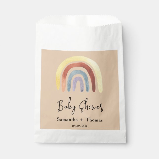 Sacolinha Chuva de bebês arco-íris Boho (Frente)