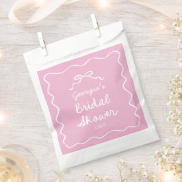 Sacolinha Chuva de Bebês com Laço Branco Rosa Desenhado à Mã