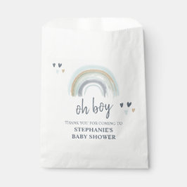 Sacolinha Chuva de Bênçãos Baby Shower Azul Boho Arco-íris O