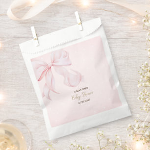 Sacolinha Chuva de Cor-de-Rosa Aquarela Laço Pontinhos Rosa