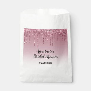 Sacolinha Chuva de Glitter Rosa Dourado Glamouroso para Chá