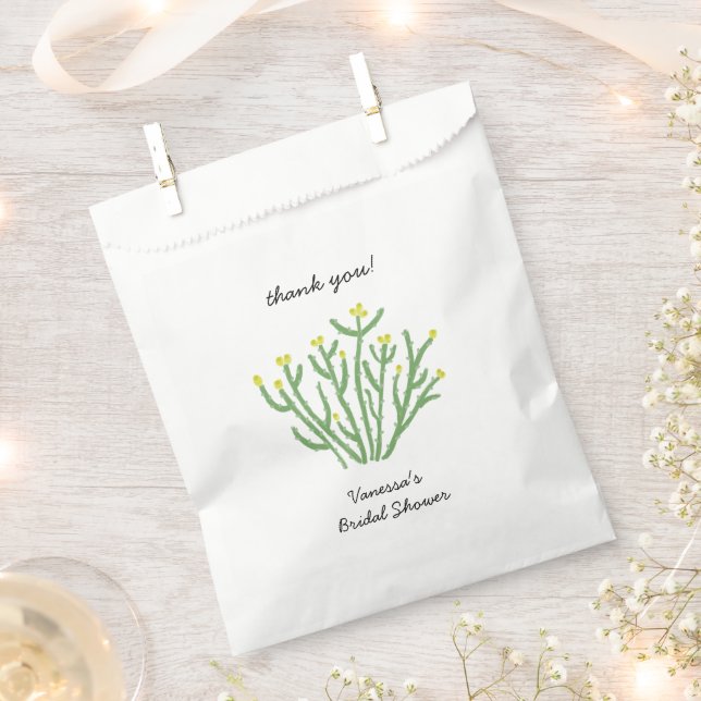 Sacolinha Chuva de Noiva com Cacto Flor Amarela Cholla (Cortado)
