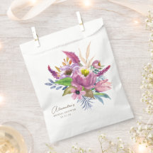 Chuva de Noiva Floral Boho Aguarela Roxo Malva