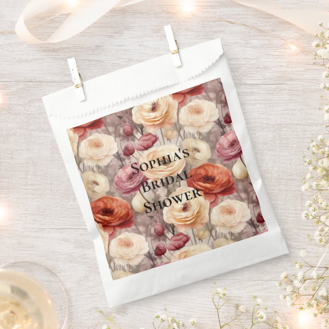 Sacolinha Chuva de Noiva Flores Primavera Creme Borgonha (Cortado)