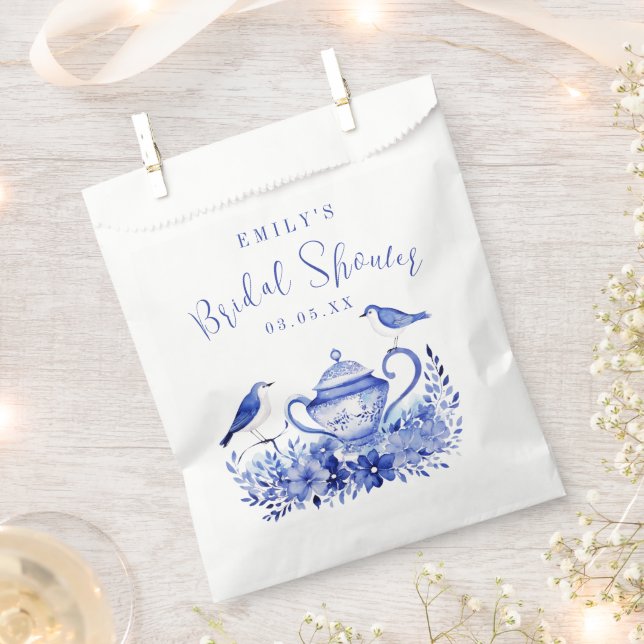 Sacolinha Chuva de Presentes de Noiva Blue Blossom Presente  (Cortado)