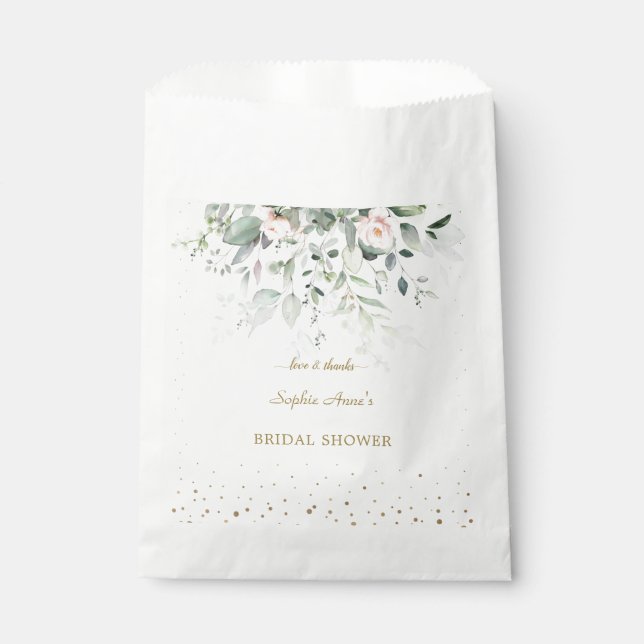 Sacolinha Chuveiro de Noiva Charmoso Floral Rosa em Aquarela (Frente)