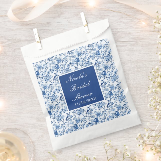 Sacolinha Chuveiro de Noiva Chinoiserie Azul Pássaros e Flor (Cortado)