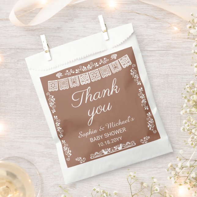 Sacolinha Cielito Lindo Terracotta Papel Picado Baby Shower (Cortado)