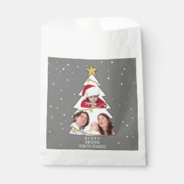 Sacolinha Cinza de Colagem de Fotos da Árvore de Natal Moder