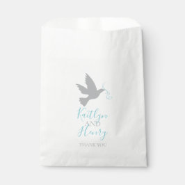 Sacolinha Cinza pomba e obrigado de fita azul a favor