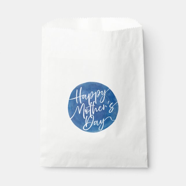 Sacolinha Círculo de aquarela azul simples Script do Dia das (Frente)