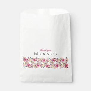 Sacolinha Clássico Casamento Floral Cisne Pássaro Rosa Verde