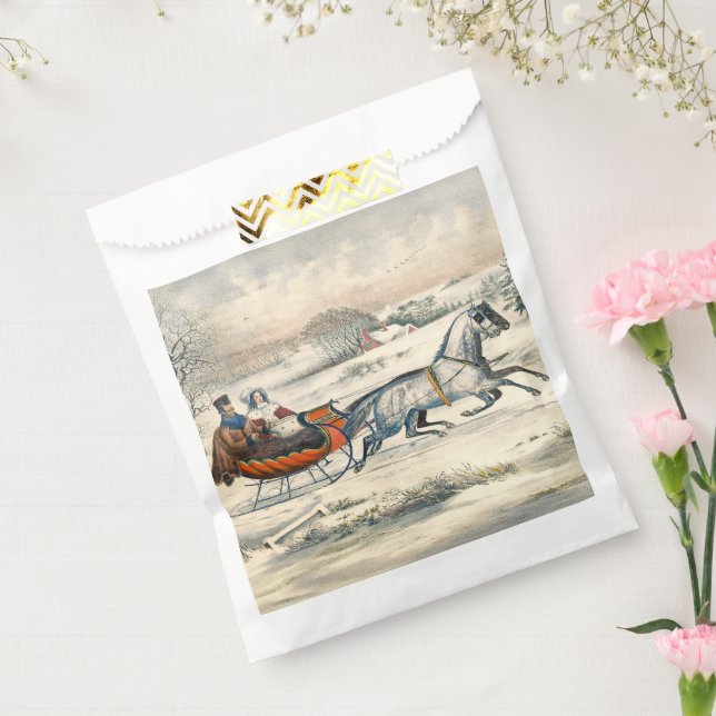 Sacolinha Clássico Passeio de Trenó de 1853 Currier Ives Est (Selado)