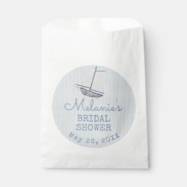 Sacolinha Coastal Bridal Shower Boat Stripe  (Frente)