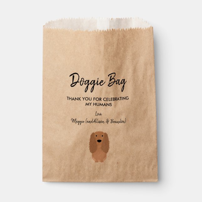 Sacolinha Cocker Spaniel Doggie Bag para Casamento, Favorece (Frente)