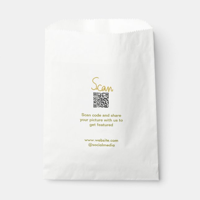 Sacolinha Código QR de digitalização dourada glitter simples (Frente)
