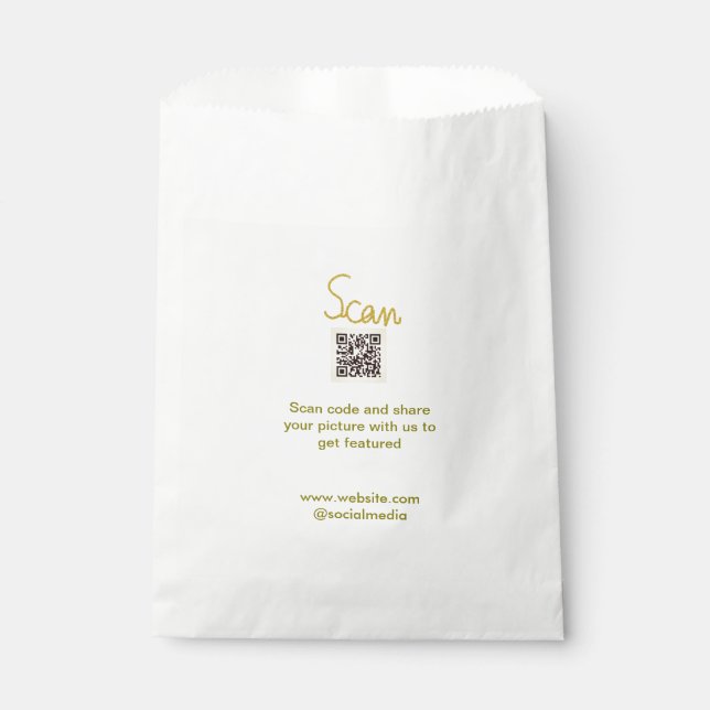 Sacolinha Código QR de glitter de varredura dourada simples  (Frente)
