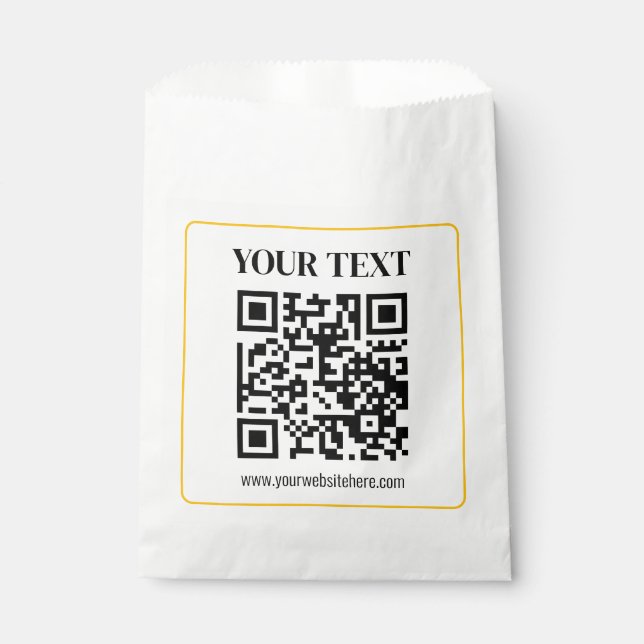 Sacolinha Código QR e texto editáveis com borda de ouro amar (Frente)