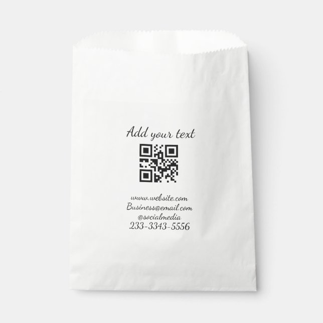Sacolinha código QR personalizado simples adicione o texto d (Frente)