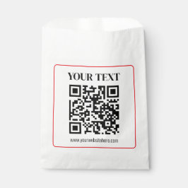 Sacolinha Código QR simples preto e branco com borda vermelh