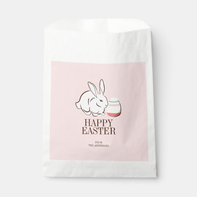 Sacolinha Coelhinho de Páscoa rosa e Bolsas de Felz pascoa d (Frente)