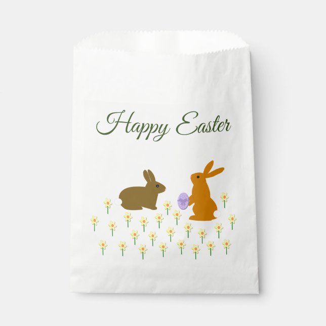 Sacolinha Coelhinhos de Páscoa e Daffodils - Fácil Personali (Frente)