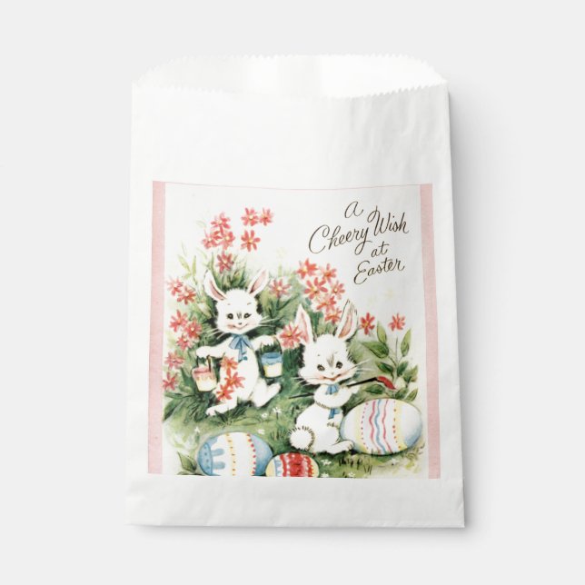 Sacolinha Coelho de Páscoa retrô vintage fofo (Frente)
