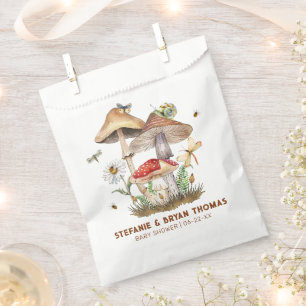 Sacolinha Cogumelo e Insetos Chá de fraldas Favor Bag   Wood