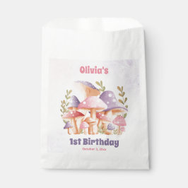 Sacolinha Cogumelos Púrpuros Rosa Caiem Bolsas de Aniversári