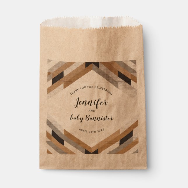 Sacolinha Colagem de Woodgrão Saco de Presente Neutro do Chá (Frente)