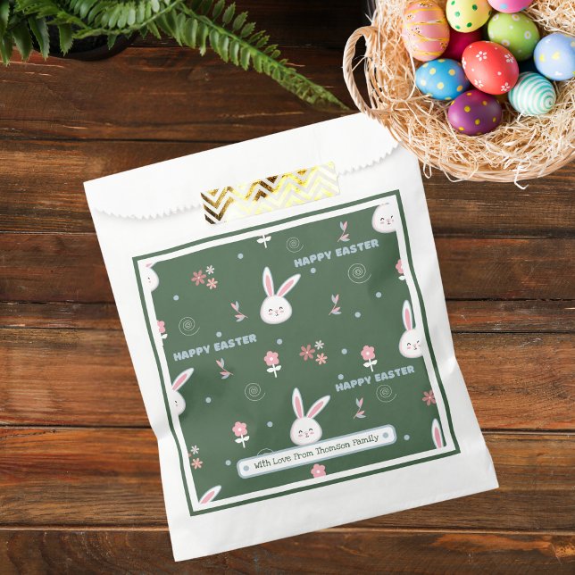 Sacolinha Colar Verde Cor Cura Cura Coelho da Páscoa Floral (Criador carregado)