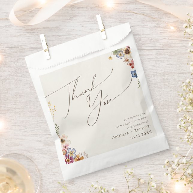 Sacolinha Colorida Wildflower | Jardim bege Obrigado (Cortado)