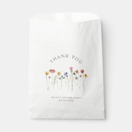 Sacolinha Colorir Flor Selvagem Obrigado Festa de aniversári