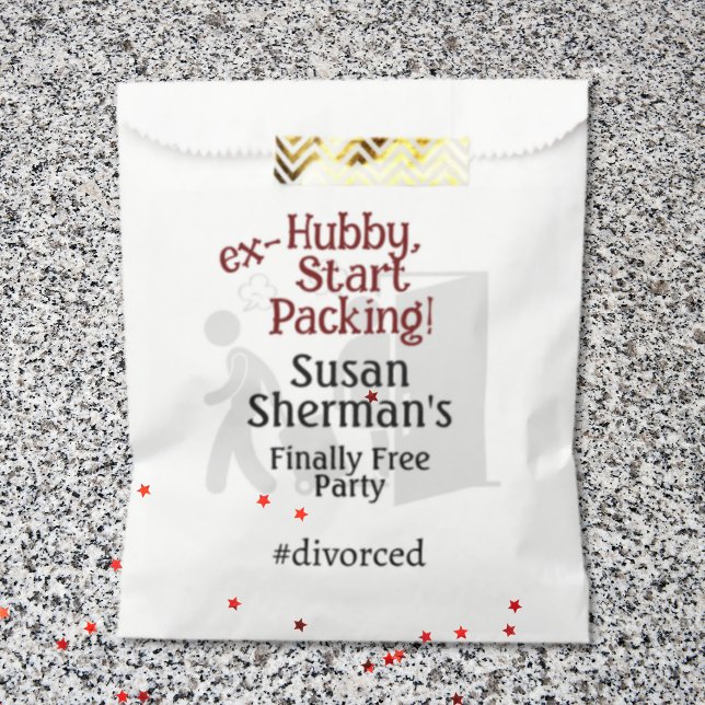 Sacolinha Comemoração do Divorce Party Ex Hubby Início da Em (Use this treat bag for goodies from her divorce party with the ex-Hubby Start Packing theme! )