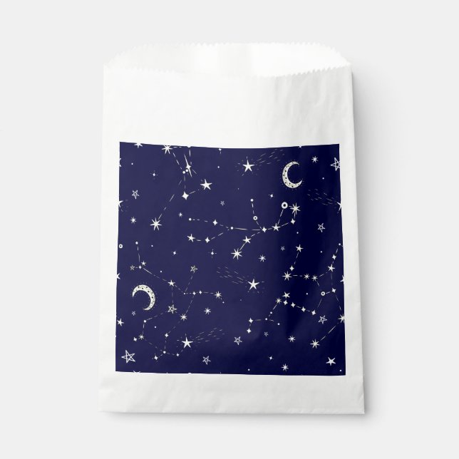 Sacolinha constelação de estrelas da lua celeste azul (Frente)