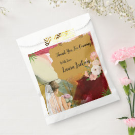 Sacolinha convite de chá de panela abstrato em aquarela