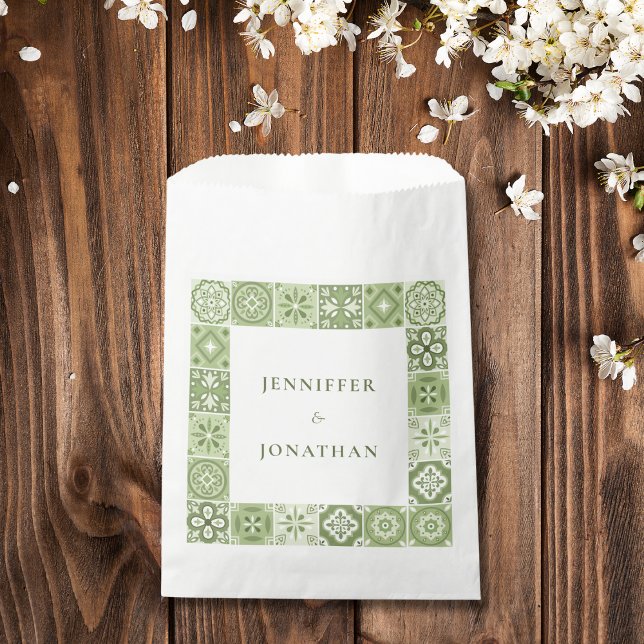 Sacolinha Convite para azulejos espanhóis verdes (Criador carregado)