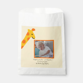 Sacolinha Convite para primeiro aniversario Giraffe Photo Bo