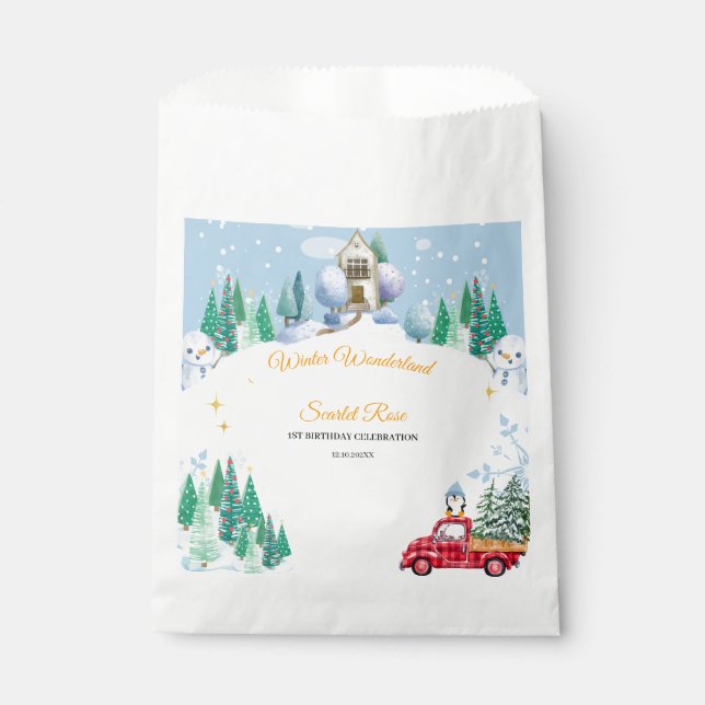 Sacolinha convites para primeiros aniversarios invernais (Frente)