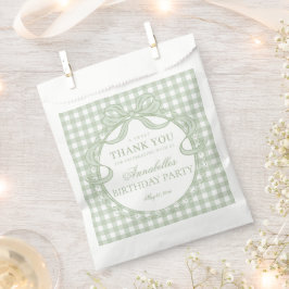 Sacolinha Coquete Gingham Verde com Laço de Aniversário Dess