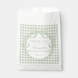 Sacolinha Coquete Gingham Verde com Laço de Aniversário Dess