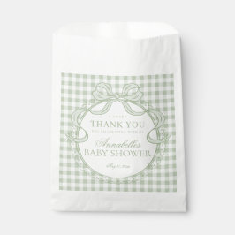 Sacolinha Coquete Gingham Verde Sobremesa de Chá de Bebê com