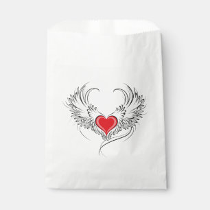 Sacolinha Coração Anjo Vermelho com asas
