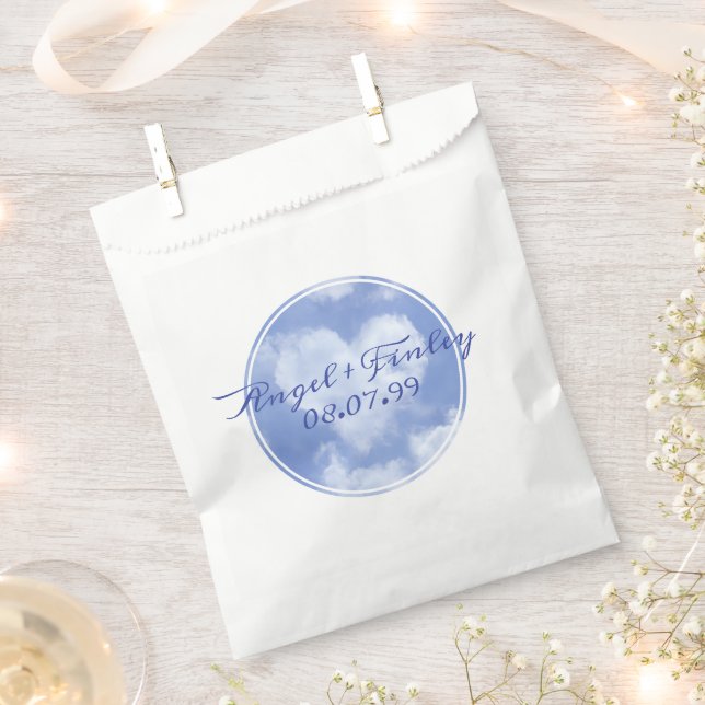 Sacolinha Coração Bonito Formatado Nuvem e Casamento Elegant (Cortado)
