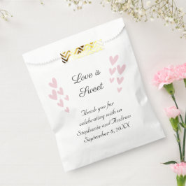 Sacolinha Coração Rosa Personalizado Amor é Doce Casamento