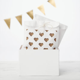 Sacolinha Corações de Madeira Castanha Rústica Grandes Simét