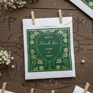 Sacolinha Corações Florais Dourados Medievais e Casamento co