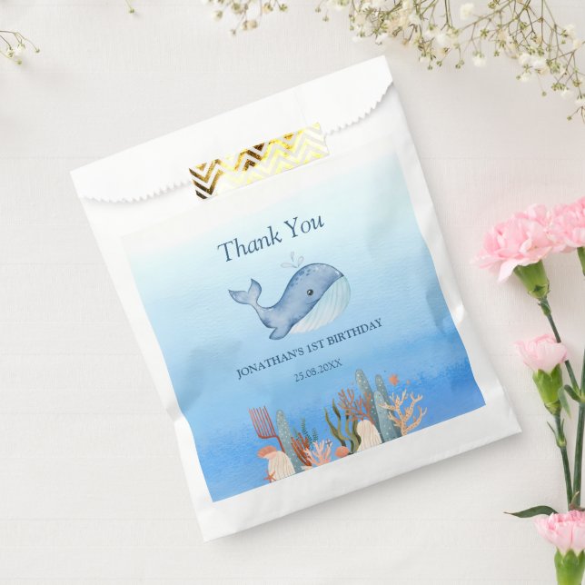 Sacolinha Coral-coral-do-mar-azul-claro Aniversário Obrigado (Selado)